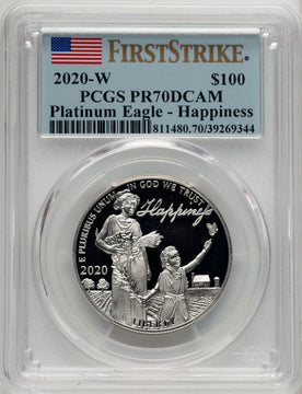 2020-W $100 One Ounce Platinum Eagle Happiness First Strike PRDC FS Flag PCGS PR70 (520203054)