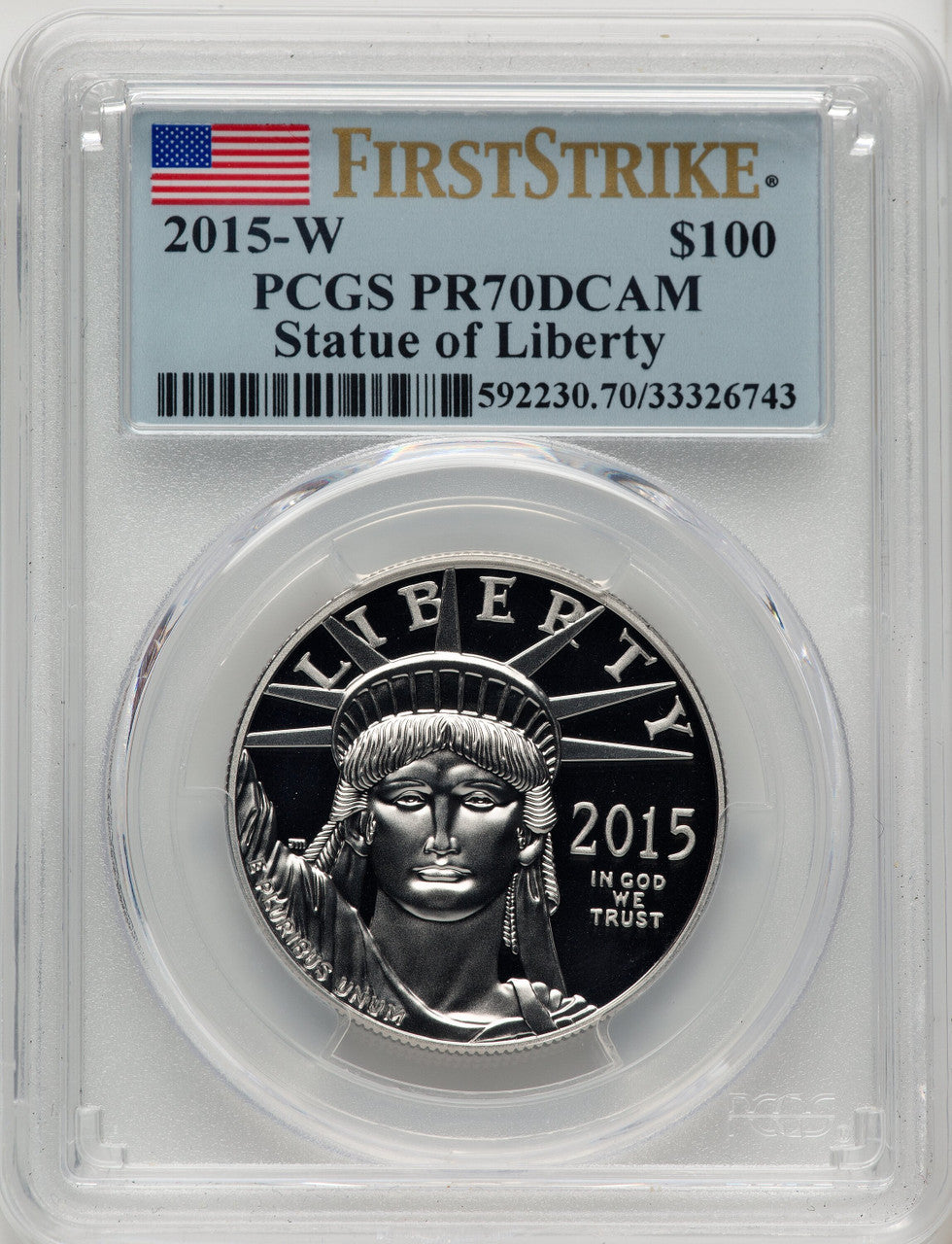 2015-W $100 One-Ounce Platinum Eagle First Strike FS Flag PCGS PR70