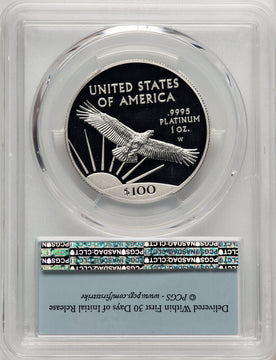 2017-W $100 One-Ounce Platinum Eagle Statue of Liberty 20th Anniversary First Strike FS Flag PCGS PR70