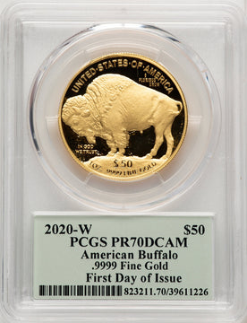 2020-W 1 oz Gold Buffalo First Day of Issue PCGS PR70 Cleveland