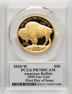 2020-W 1 oz Gold Buffalo FDI PCGS PR70 Thomas Cleveland
