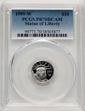 1999-W $10 Tenth-Ounce Platinum Blue Gradient PCGS PR70