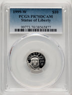 1999-W $10 Tenth-Ounce Platinum Blue Gradient PCGS PR70