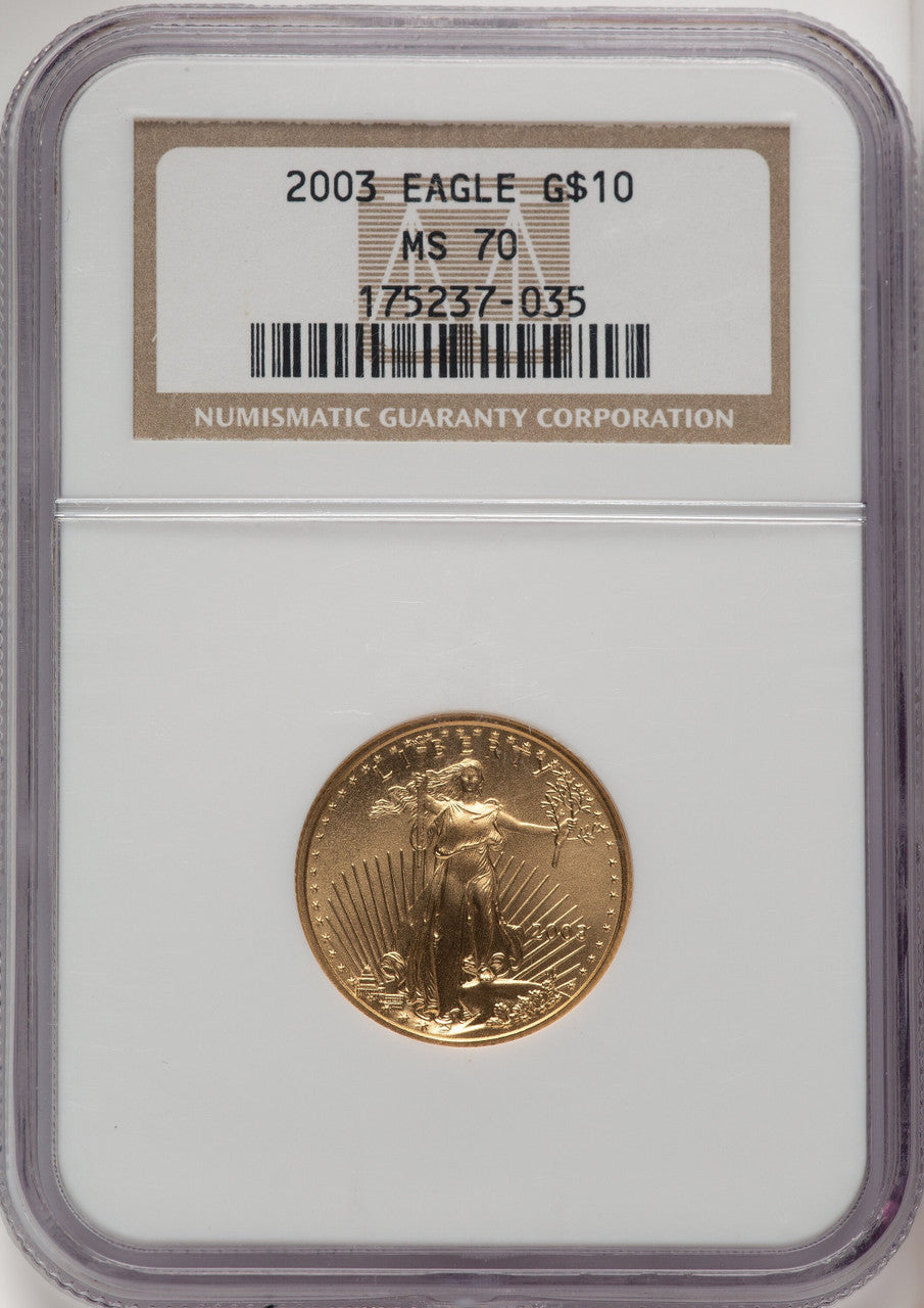 2003 $10 Quarter-Ounce Gold Eagle Brown Label NGC MS70