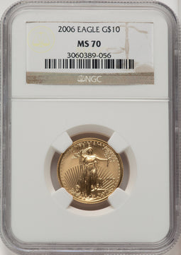 2006 $10 Gold Quarter-Ounce Eagle Brown Label NGC MS70