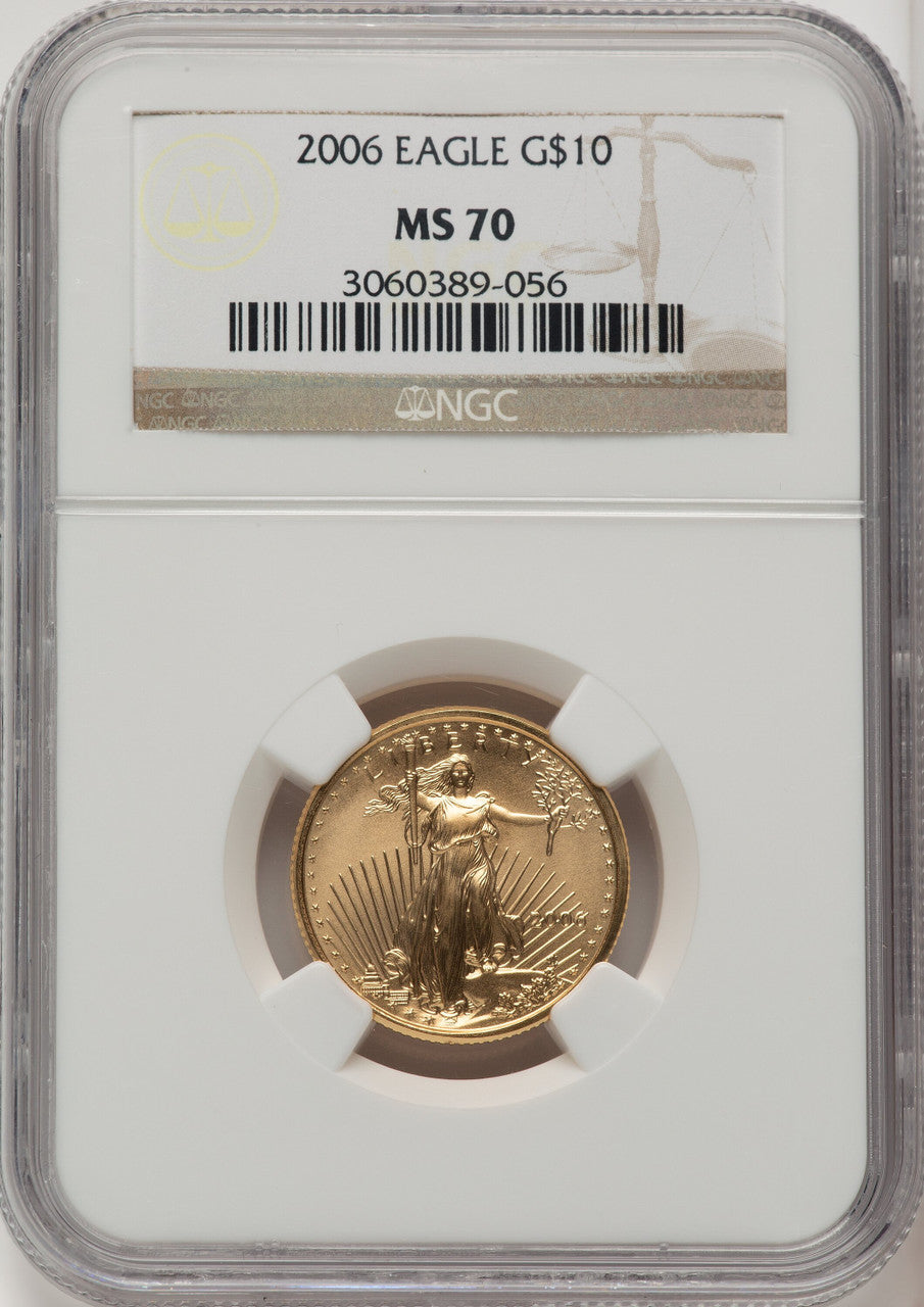 2006 $10 Gold Quarter-Ounce Eagle Brown Label NGC MS70