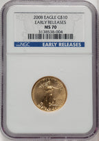 2008 $10 Quarter-Ounce Gold Eagle First Strike ER Blue NGC MS70