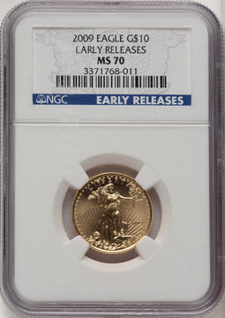 2009 $10 Quarter-Ounce Gold Eagle First Strike ER Blue NGC MS70