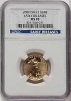 2009 $10 Quarter-Ounce Gold Eagle First Strike ER Blue NGC MS70