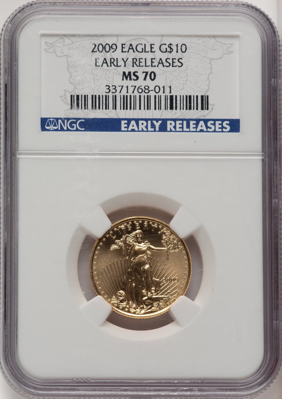 2009 $10 Quarter-Ounce Gold Eagle First Strike ER Blue NGC MS70