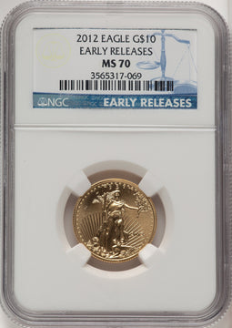 2012 $10 Quarter-Ounce Gold Eagle First Strike ER Blue NGC MS70