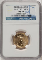 2012 $10 Quarter-Ounce Gold Eagle First Strike ER Blue NGC MS70