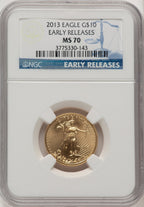 2013 $10 Quarter-Ounce Gold Eagle First Strike ER Blue NGC MS70 (773336054)