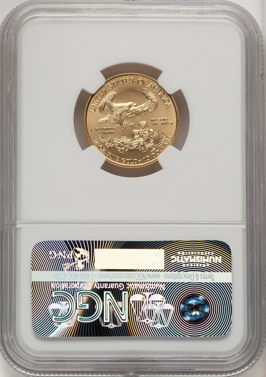 2016 $10 Quarter-Ounce Gold Eagle 30th Anniversary First Strike ER Ed Moy NGC MS70