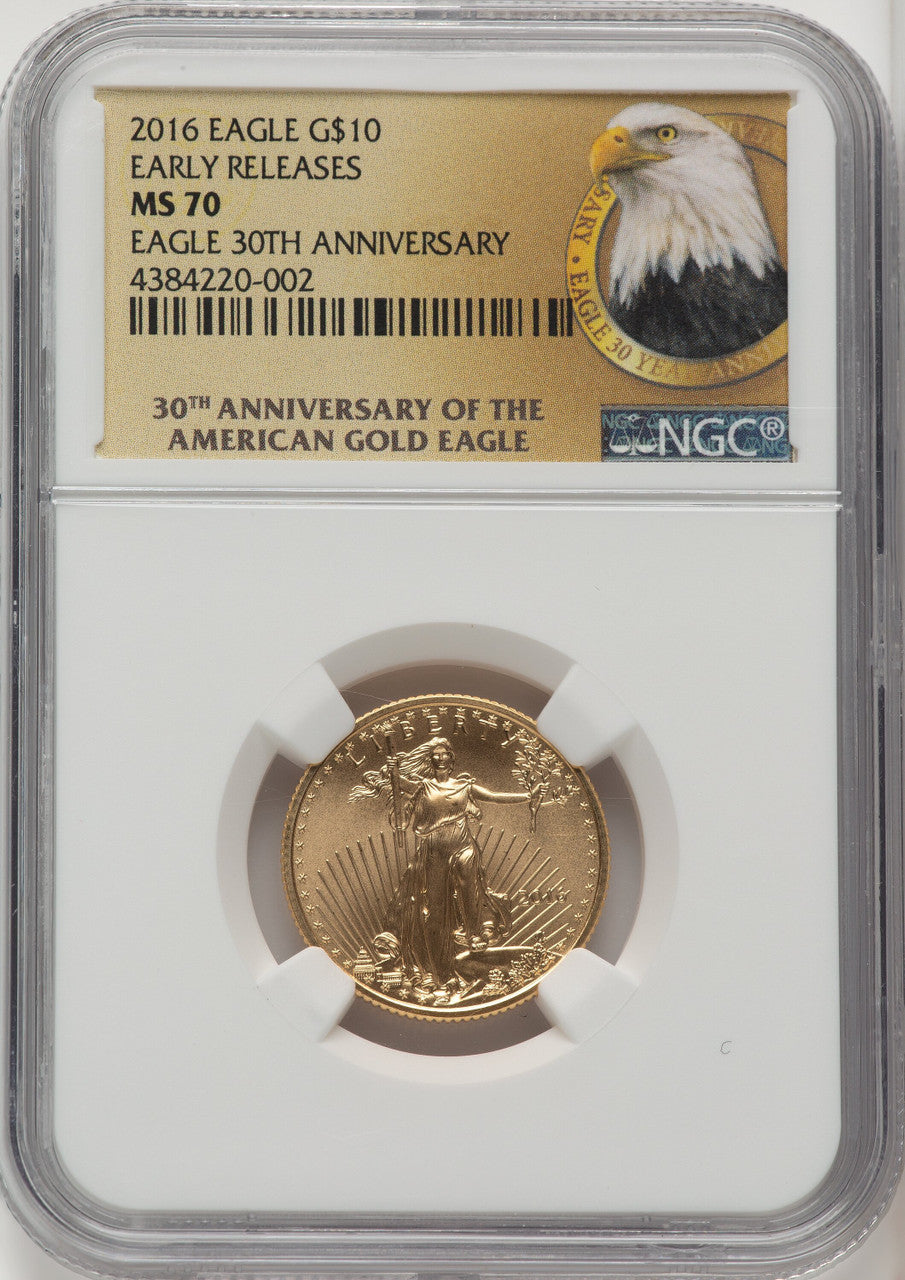 2016 $10 Quarter-Ounce Gold Eagle 30th Anniversary First Strike NGC MS70 (773336056)