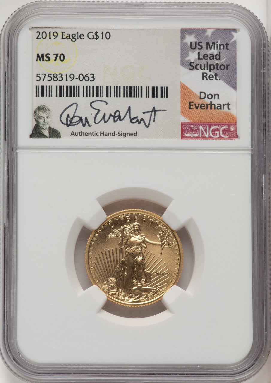 2019 $10 Quarter Ounce Gold Eagle Don Everhart NGC MS70