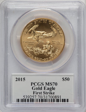 2015 $50 One-Ounce Gold Eagle First Strike Moy Signature FS Ed Moy PCGS MS70