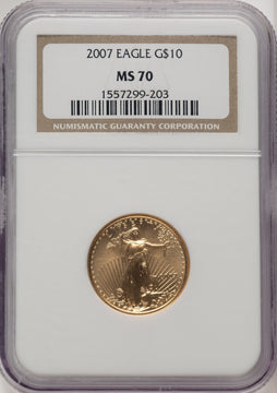 2007 $10 Quarter-Ounce Gold Eagle Brown Label NGC MS70 (773263005)