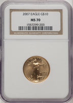 2007 $10 Quarter-Ounce Gold Eagle Brown Label NGC MS70 (773263005)