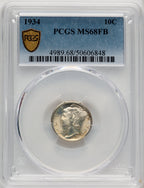 1934 10C FB Mercury Dime PCGS MS68