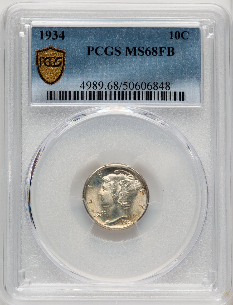 1934 10C FB Mercury Dime PCGS MS68