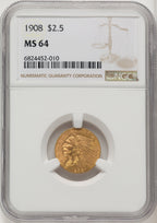 1908 $2.50 Indian Quarter Eagle NGC MS64 (772950002)