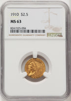 1910 $2.50 Indian Quarter Eagle NGC MS63 (772304002)