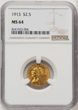 1913 $2.50 Indian Quarter Eagle NGC MS64 (772319003)