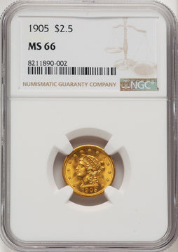 1905 $2.50 Liberty Quarter Eagle NGC MS66 (772279002)