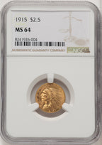1915 $2.50 Indian Quarter Eagle NGC MS64 (772080009)