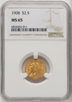 1908 $2.50 Indian Quarter Eagle NGC MS65 (772950001)