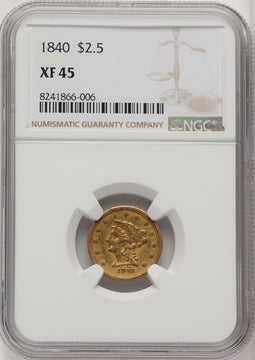 1840 $2.50 Liberty Quarter Eagle NGC XF45