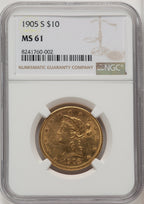 1905-S $10 Liberty Eagle NGC MS61