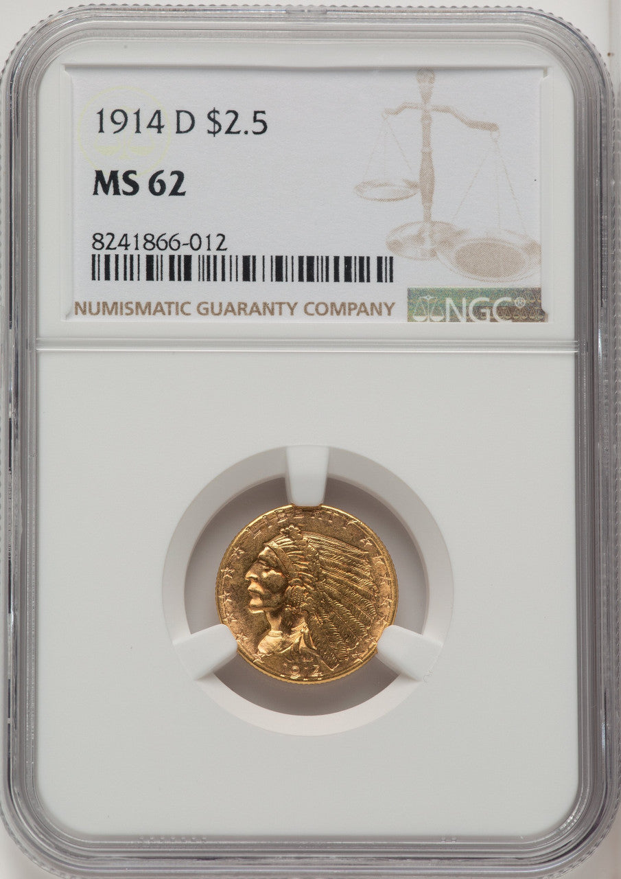 1914-D $2.50 Indian Quarter Eagle NGC MS62 (772356015)