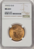 1910-D $10 Indian Eagle NGC MS65+ (771391002)