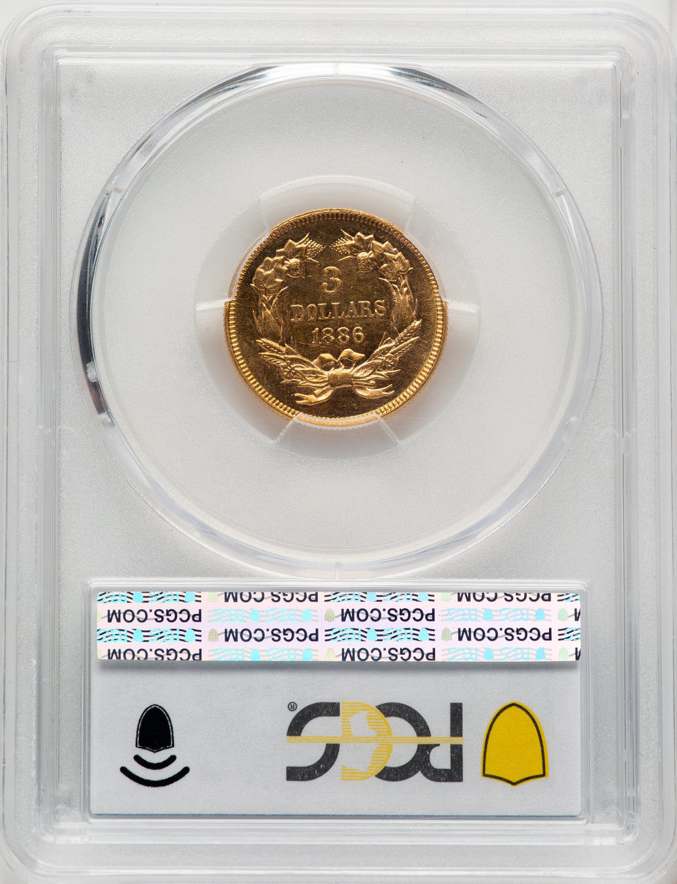 1886 $3 PL Three Dollar Gold Pieces PCGS MS63