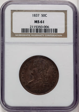 1837 50C Reeded Edge Reeded Edge Half Dollar NGC MS61