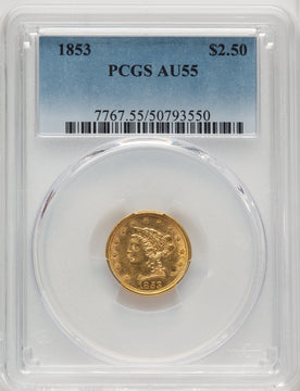1853 $2.50 Liberty Quarter Eagle PCGS AU55