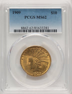 1909 $10 Indian Eagle PCGS MS62