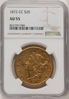 1872-CC $20 Liberty Double Eagle NGC AU55