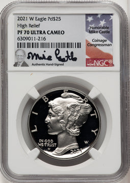 2021-W Palladium Eagle 1 oz Mike Castle NGC PF70