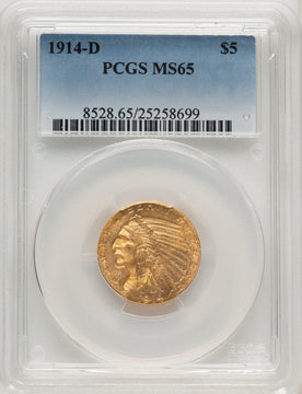 1914-D $5 Indian Half Eagle PCGS MS65