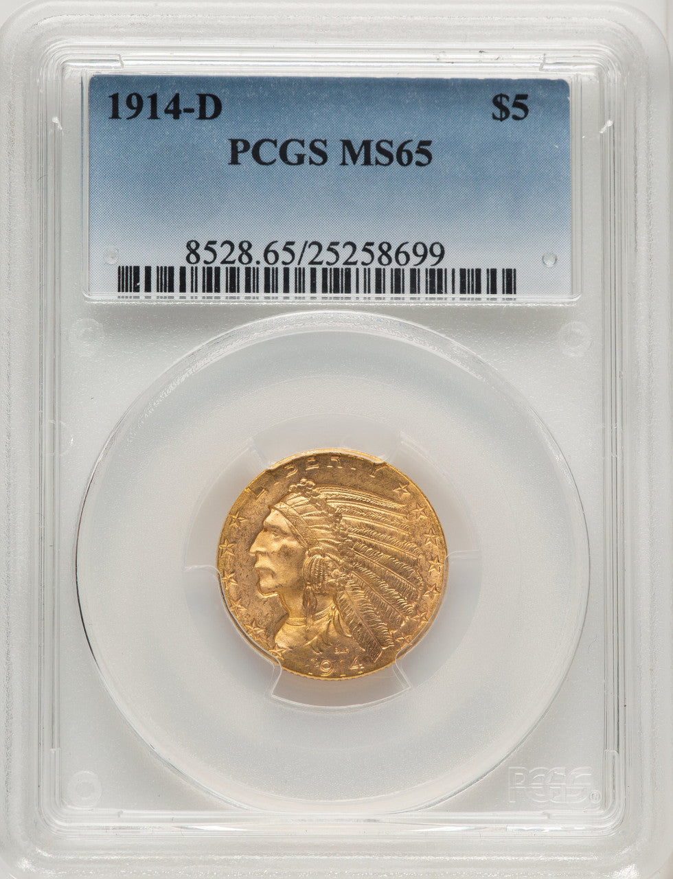 1914-D $5 Indian Half Eagle PCGS MS65