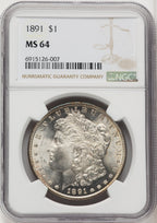 1891 Morgan Dollar NGC MS64