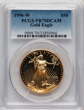 1996-W $50 One-Ounce Gold Eagle Blue Gradient PCGS PR70