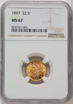 1897 $2.50 Liberty Quarter Eagle NGC MS67