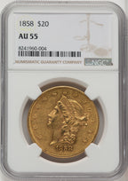 1858 $20 Liberty Double Eagle NGC AU55 (768838038)