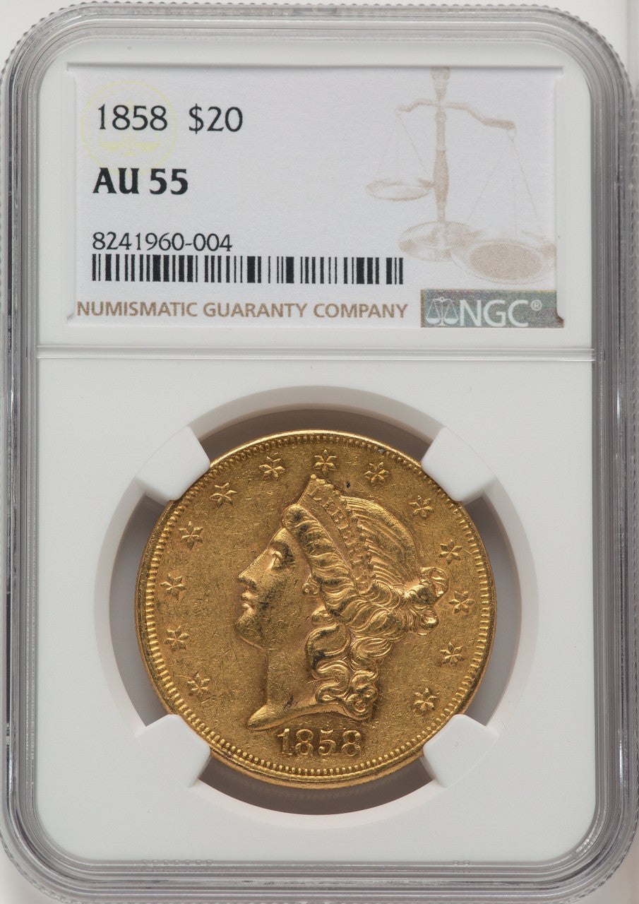 1858 $20 Liberty Double Eagle NGC AU55 (768838038)