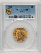 1908 $5 Indian Indian Half Eagle PCGS MS65+