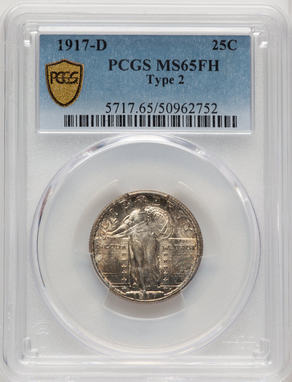 1917-D Type Two FH Standing Liberty Quarter PCGS MS65 (772992007)
